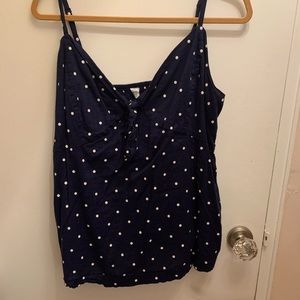 Old Navy Blue Polka Dot Tie Front Tank Top XL